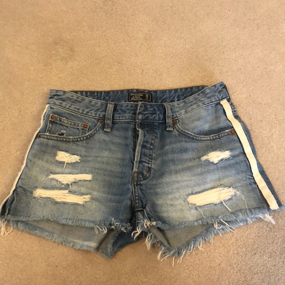 Side stripe low rise jean shorts